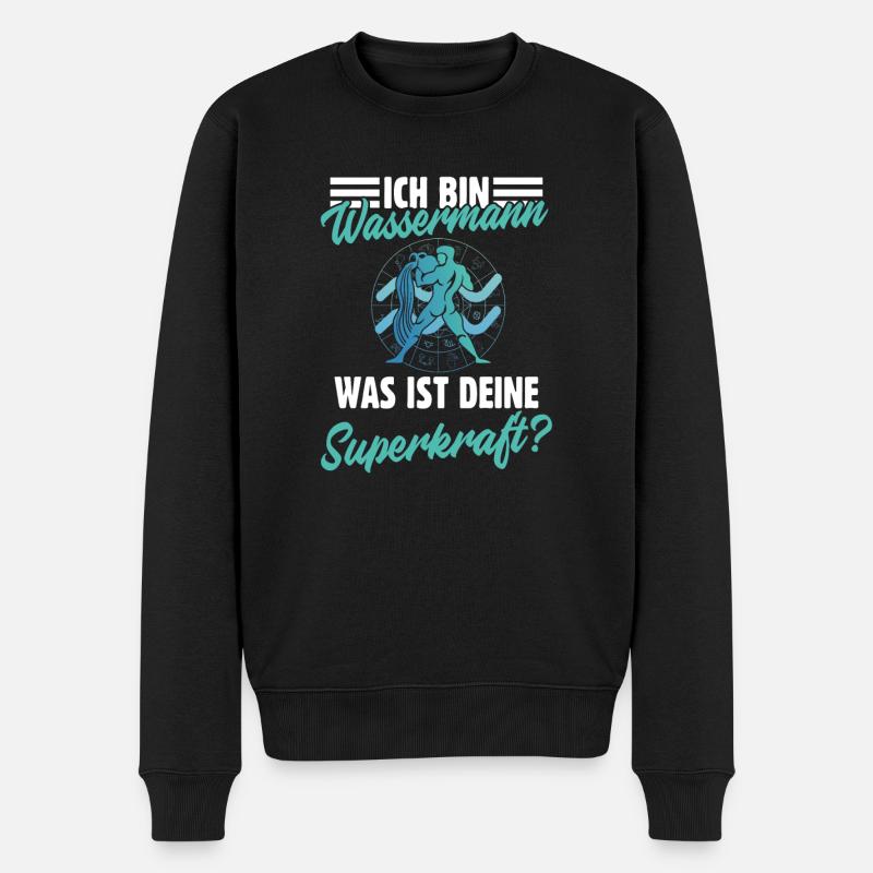 Sternzeichen Wassermann - Männer Premium Bio Pullover - Schwarz