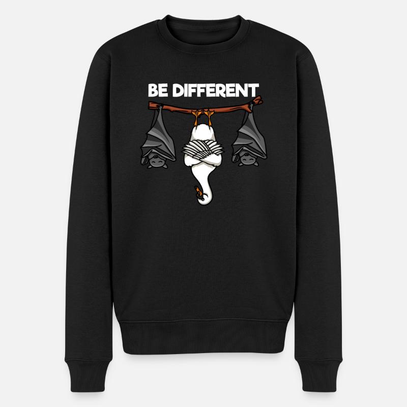 Be Different Schwan und Fledermäuse - Männer Premium Bio Pullover - Schwarz