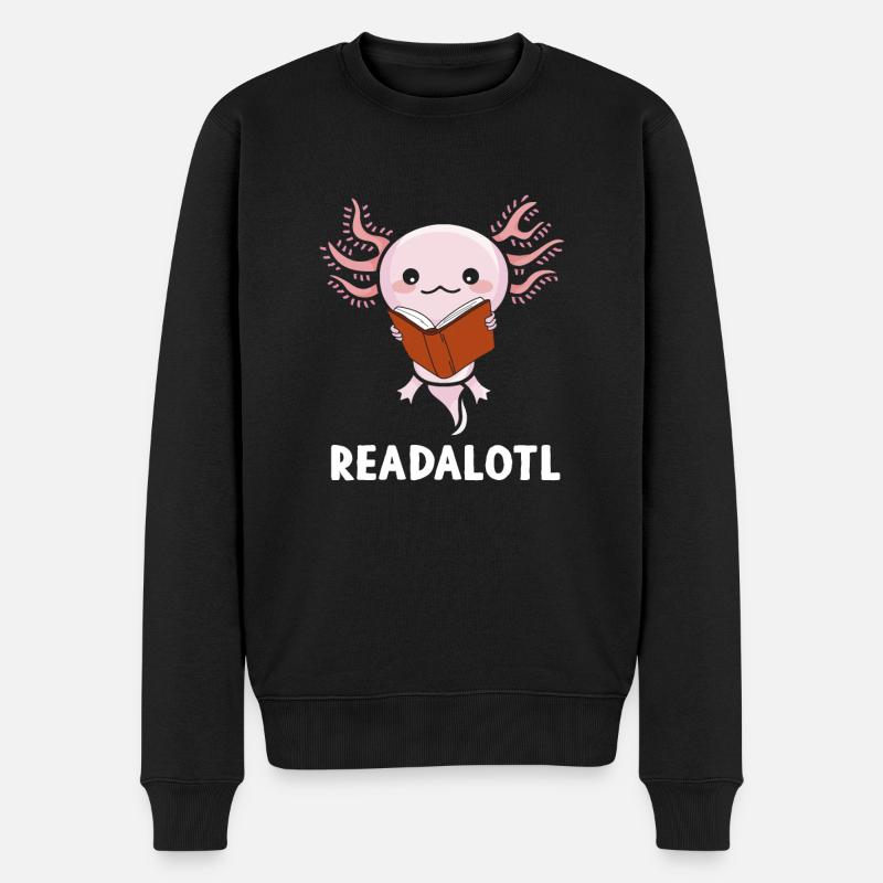 Readolotl Lesender Axolotl mit Buch - Männer Premium Bio Pullover - Schwarz