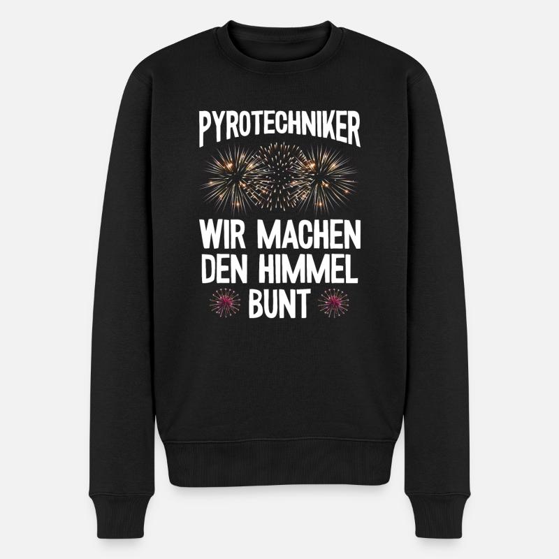 Pyrotechniker Himmel bunt Böller Pyrotechnik - Männer Premium Bio Pullover - Schwarz
