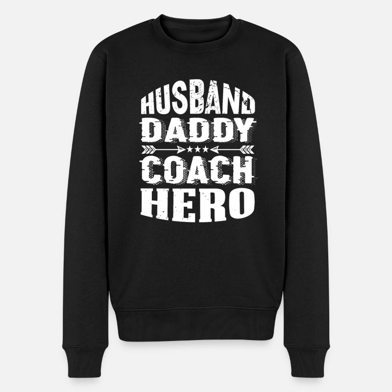 Husband Daddy Coach Hero - Männer Premium Bio Pullover - Schwarz