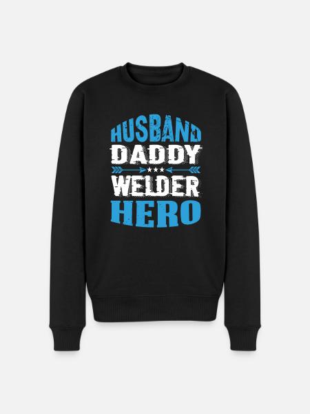 Husband Daddy Welder Hero - Men's Premium Organic Jumper - black
