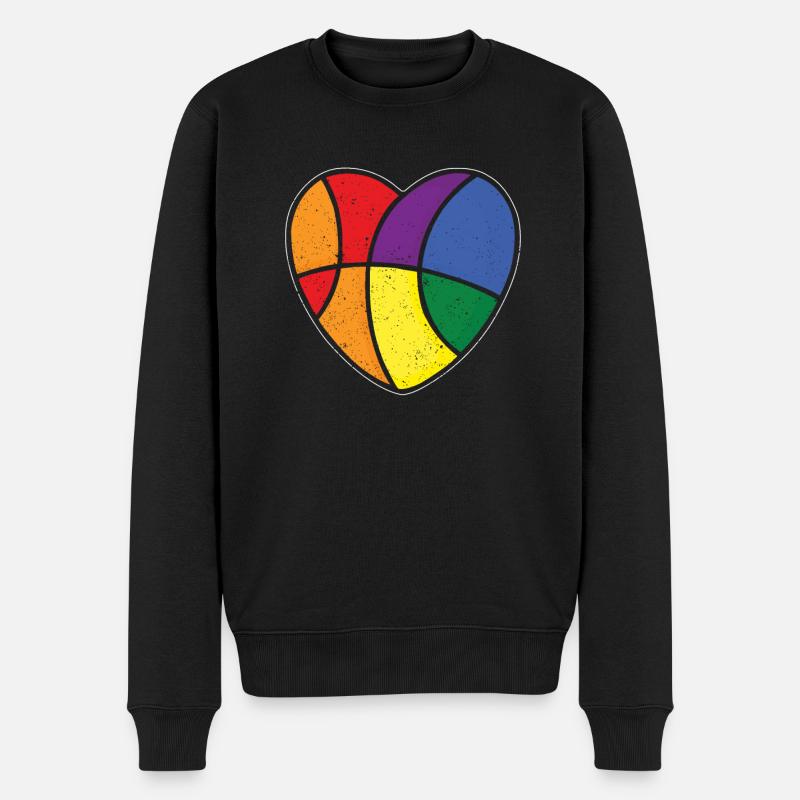 Rainbow Basketball Gay Pride LGBT Pride Month - Männer Premium Bio Pullover - Schwarz