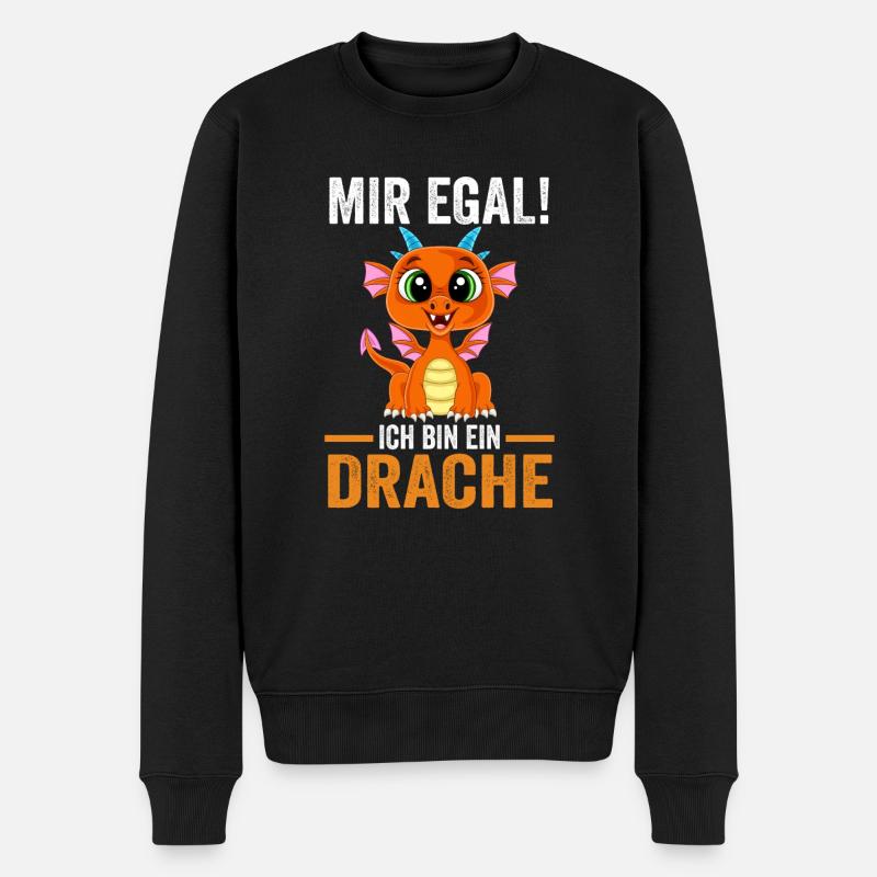 Drachen Mir egal ich bin ein Drache - Männer Premium Bio Pullover - Schwarz