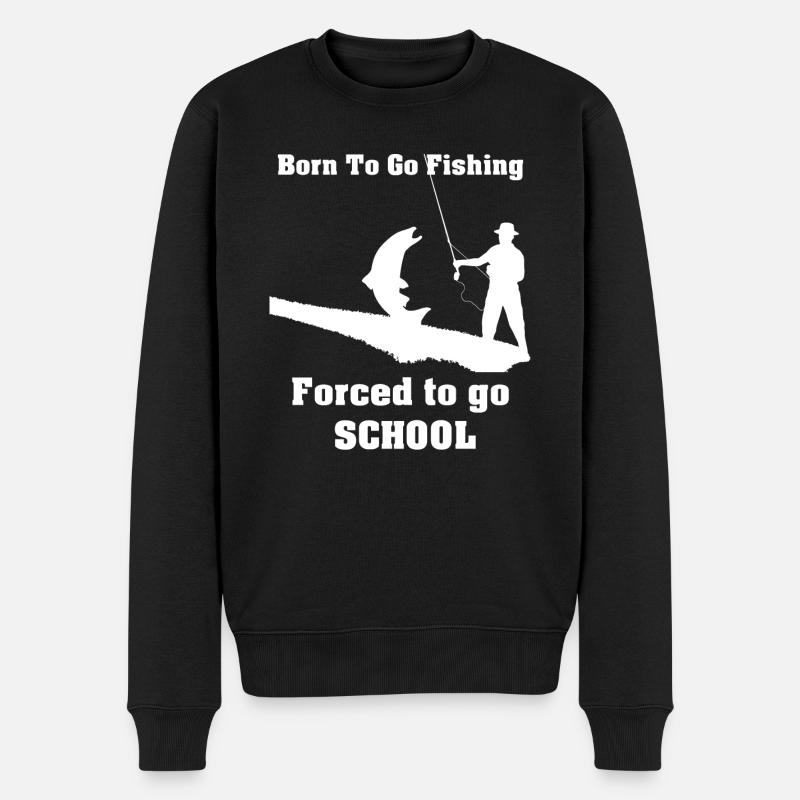 Lustig, geboren, um Bass Fisc Angler Kinder - Männer Premium Bio Pullover - Schwarz