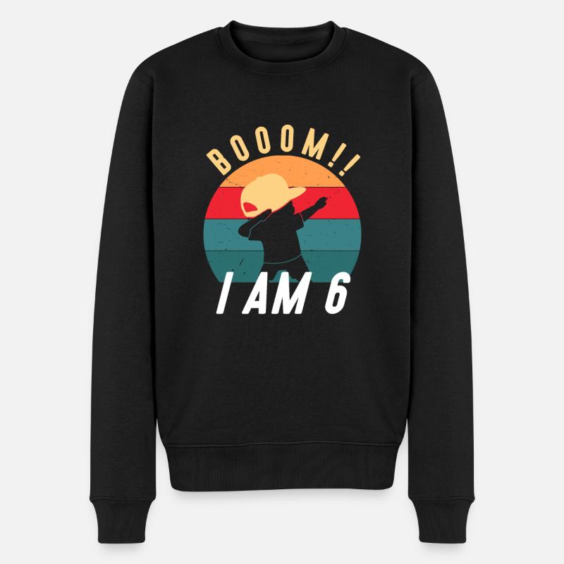 Booom I AM 6 - Dabbing Junge 6 Jahre 6. Geburtstag - Männer Premium Bio Pullover - Schwarz