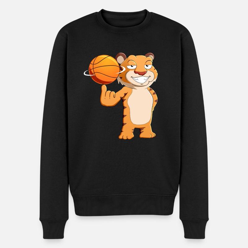 Tigre de basket-ball - Pull Premium bio Homme - noir