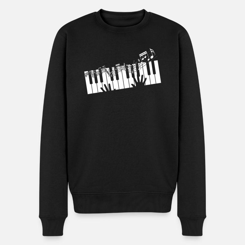 Music Note Piano Keyboard - Männer Premium Bio Pullover - Schwarz