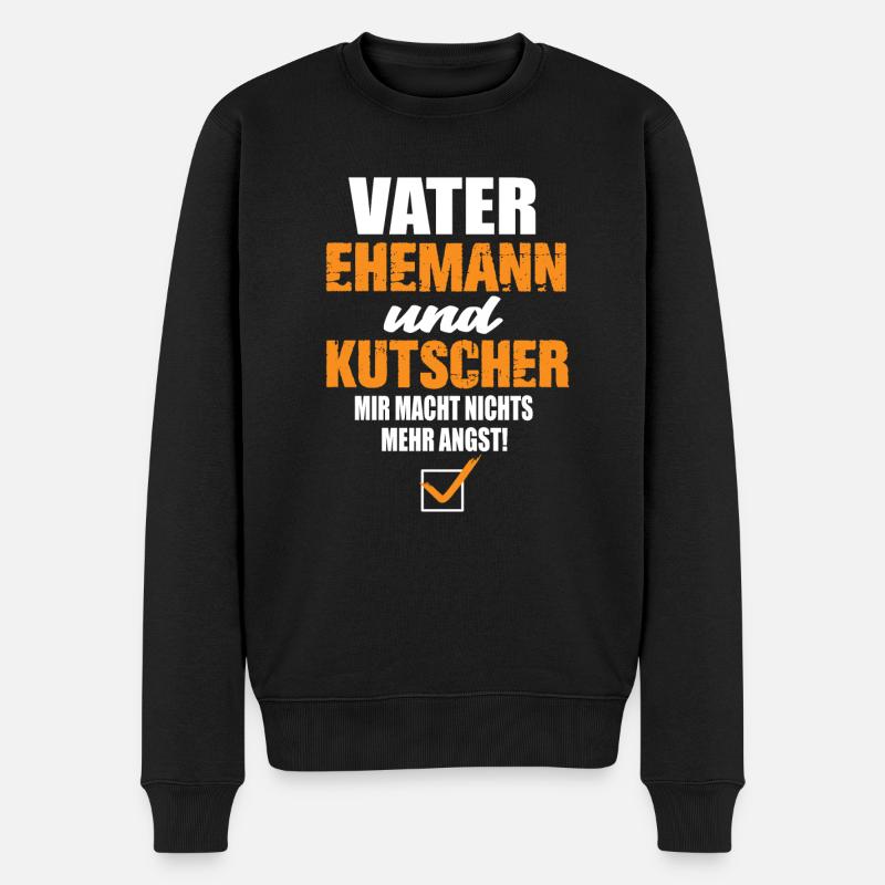 Vater Ehemann und Kutscher - Männer Premium Bio Pullover - Schwarz