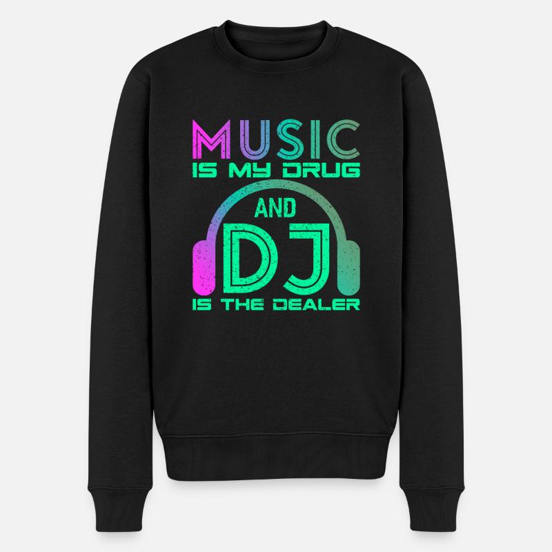 DJ - Männer Premium Bio Pullover - Schwarz