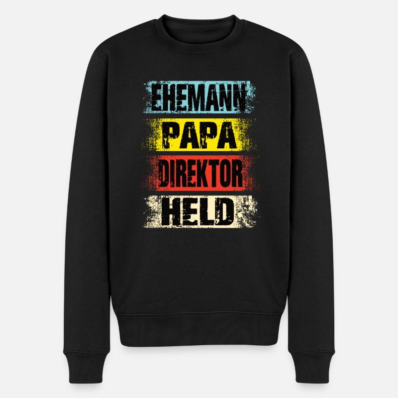 Ehemann Papa Direktor Held - Männer Premium Bio Pullover - Schwarz