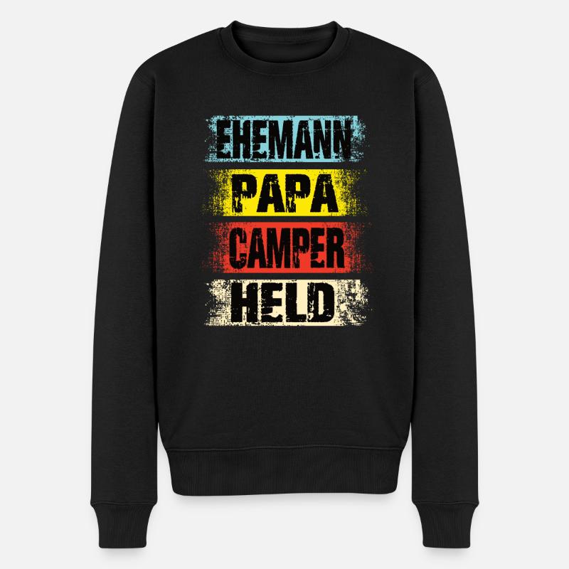 Ehemann Papa Camper Held - Männer Premium Bio Pullover - Schwarz