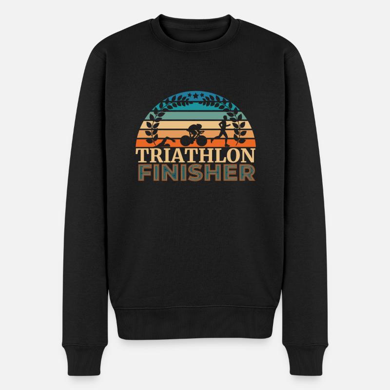 Triathlon Finisher perfekt für ersten Triathlon - Männer Premium Bio Pullover - Schwarz