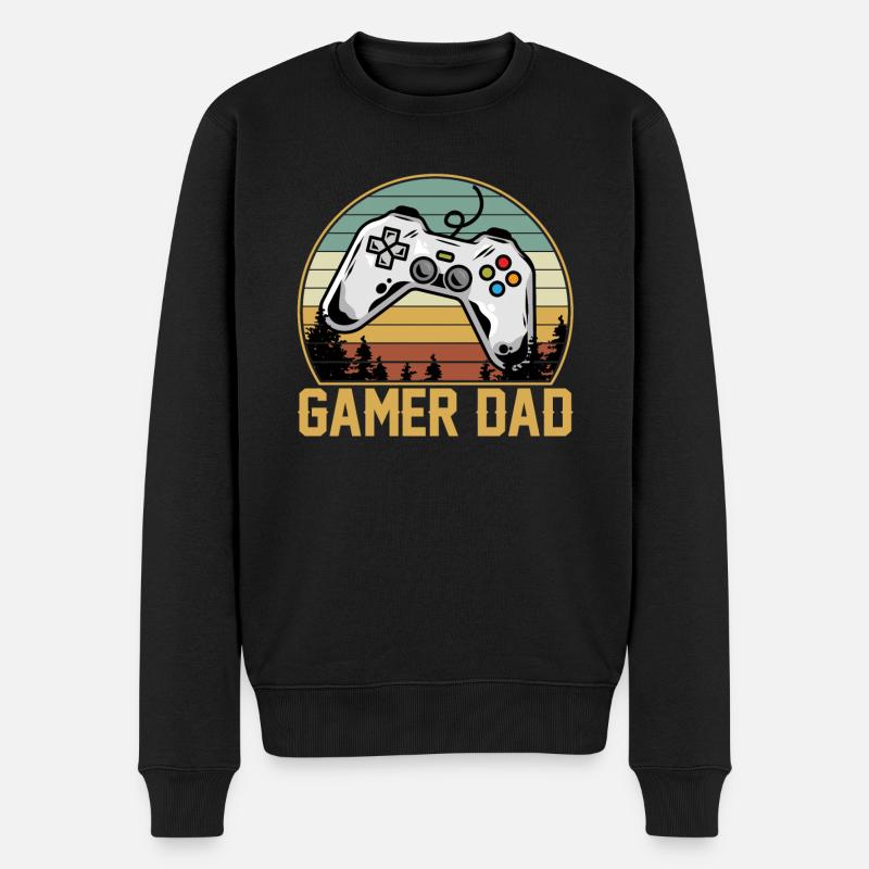Gamer Dad Vintage Retro Matching - Männer Premium Bio Pullover - Schwarz
