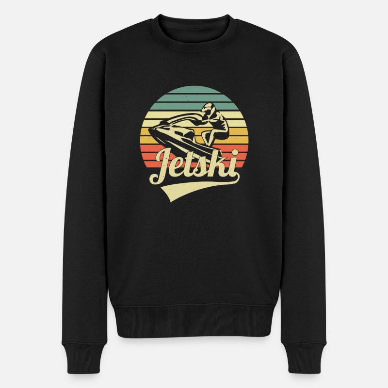 Jet Ski Retro Vintage Sunset Water Scooter Jet Ski - Männer Premium Bio Pullover - Schwarz