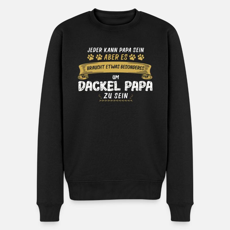Dackel Papa Dachshund Geschenk - Männer Premium Bio Pullover - Schwarz