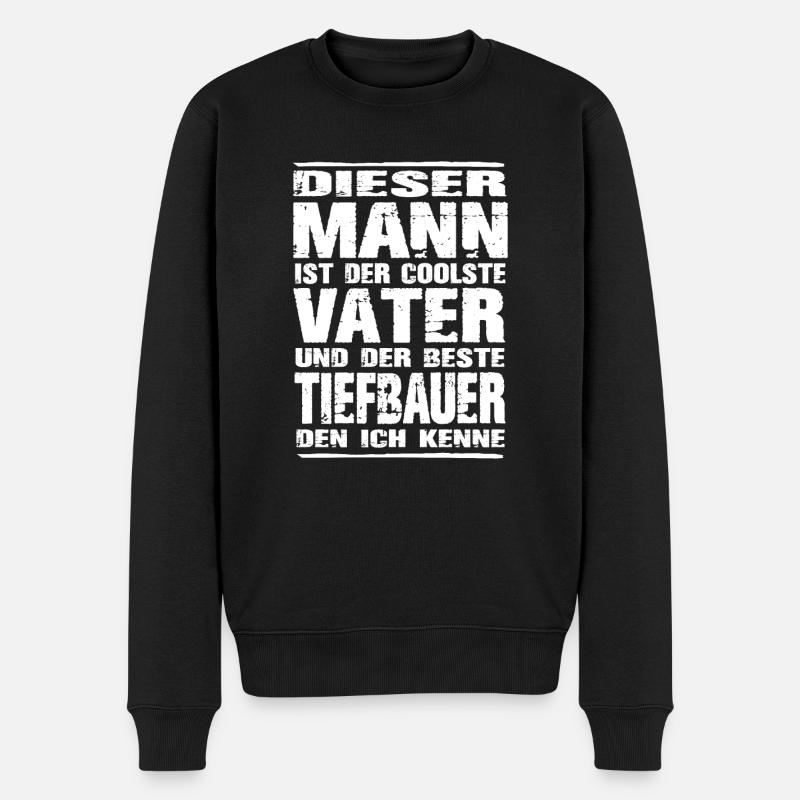 Vater und Tiefbauer - Männer Premium Bio Pullover - Schwarz