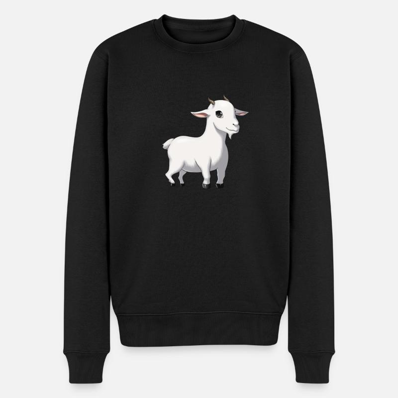 Happy Tiere Glückliche Ziege - Männer Premium Bio Pullover - Schwarz