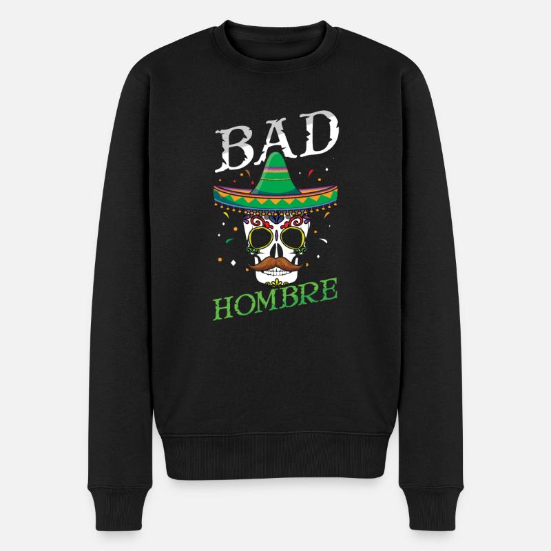 Skeleton Bones Mexican Mexico Bad Cinco De Mayo - Männer Premium Bio Pullover - Schwarz