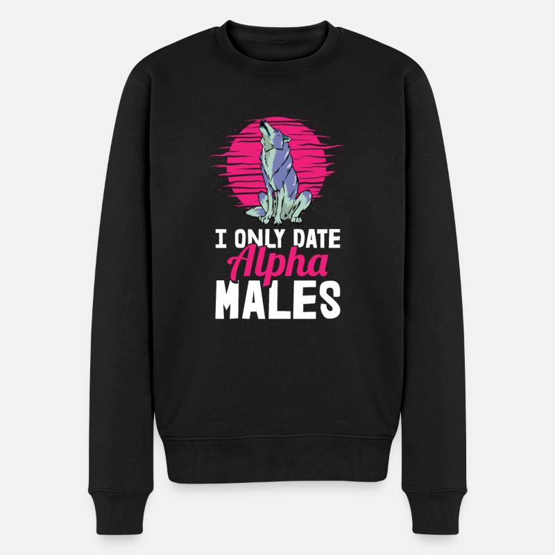 Wolf - Männer Premium Bio Pullover - Schwarz