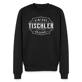 Tischler Spruch Vintage Tischlermeister - Männer Premium Bio Pullover - Schwarz - Vorne - Nico (187cm)