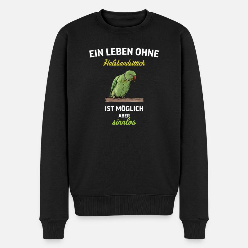 Halsbandsittich I Alexandersittich Motiv für - Männer Premium Bio Pullover - Schwarz