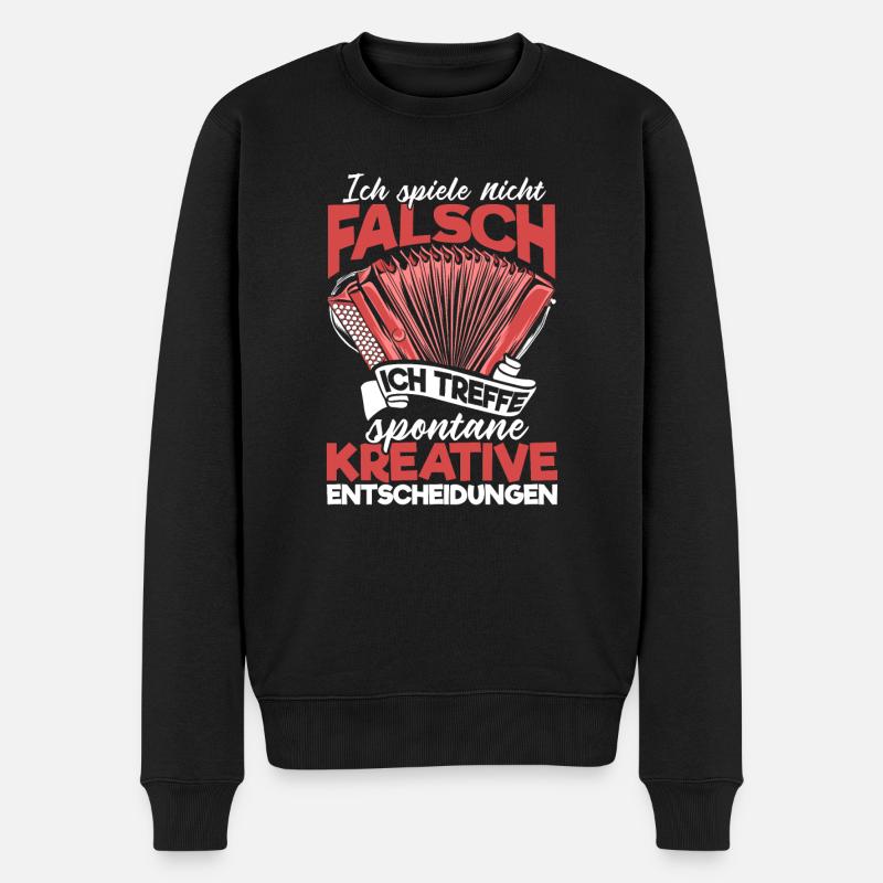 Quetschn Steirische Harmonika Volksmusik - Männer Premium Bio Pullover - Schwarz