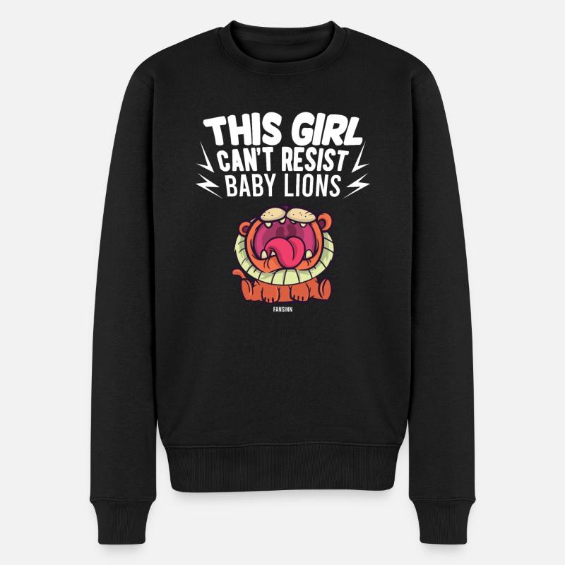 Löwe Mädchen Tierliebhaber - Männer Premium Bio Pullover - Schwarz