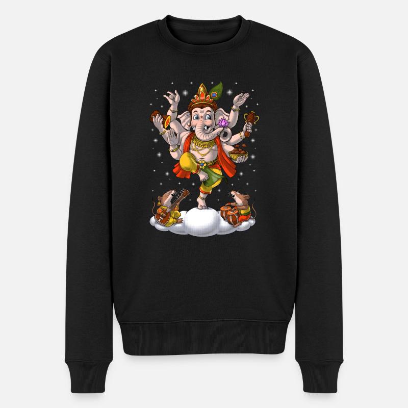 Hindouisme Éléphant Dieu Ganesha - Pull Premium bio Homme - noir