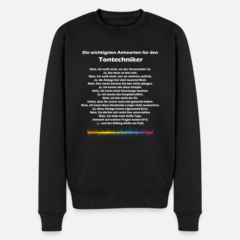 Tontechniker Sound Techniker Toningenieur Konzert - Männer Premium Bio Pullover - Schwarz