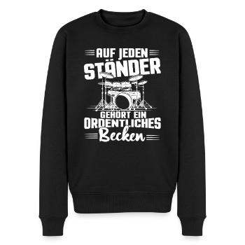 Schlagzeug Auf jeden Ständer gehört ein Becken - Männer Premium Bio Pullover - Schwarz - Vorne - Nico (187cm)