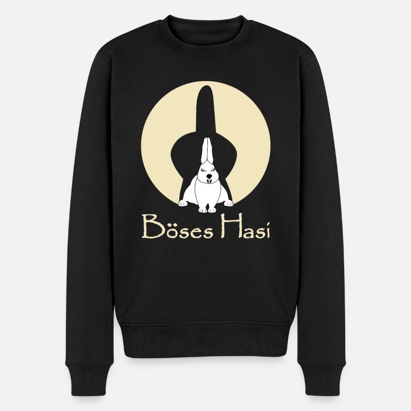 Böses Hasi mit bösem Mittelfinger Hasen - Männer Premium Bio Pullover - Schwarz