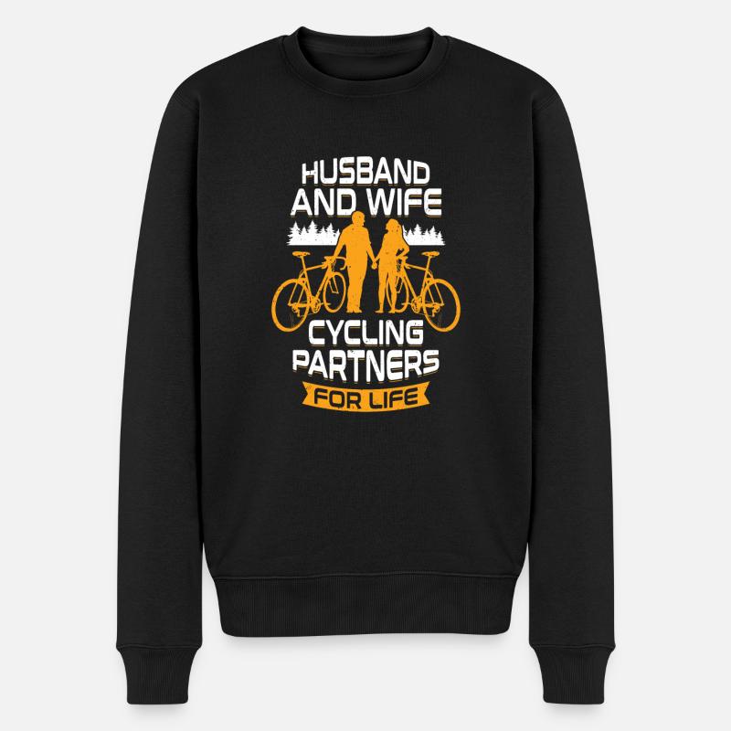 Radfahren Partner Fahrrad Mann Frau Geschenk - Männer Premium Bio Pullover - Schwarz