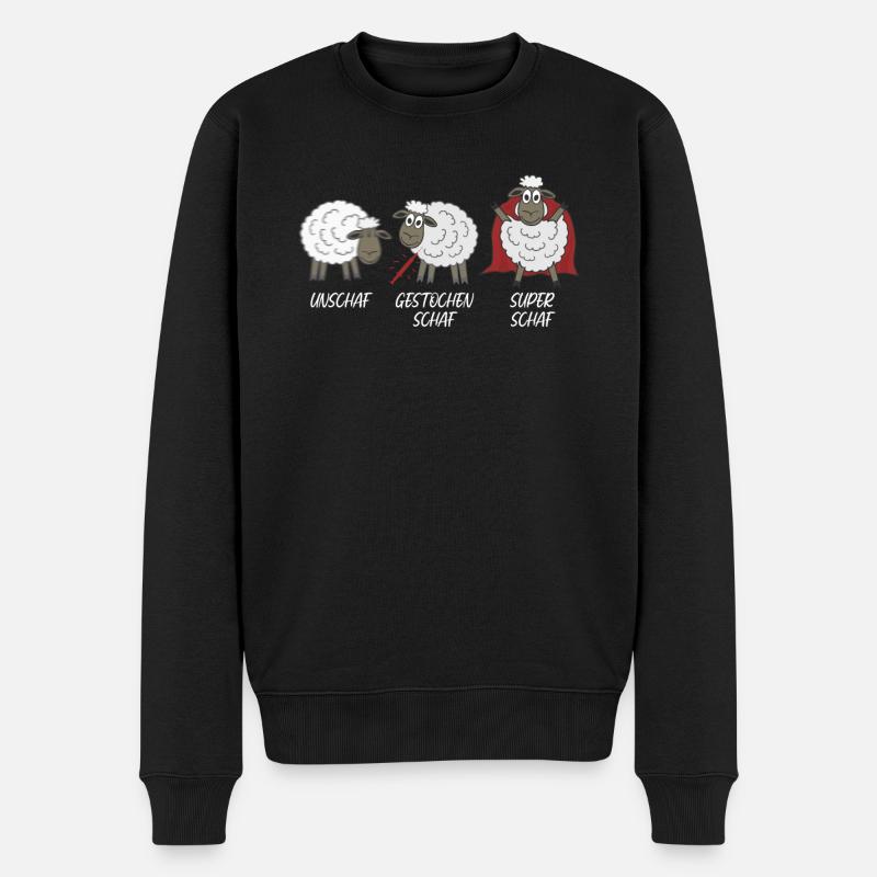 Schäfchen Unschaf Schaf Schafe - Männer Premium Bio Pullover - Schwarz