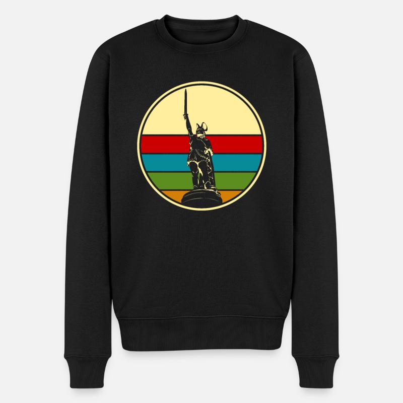 Hermannsdenkmal Retro Lippe Detmold - Männer Premium Bio Pullover - Schwarz