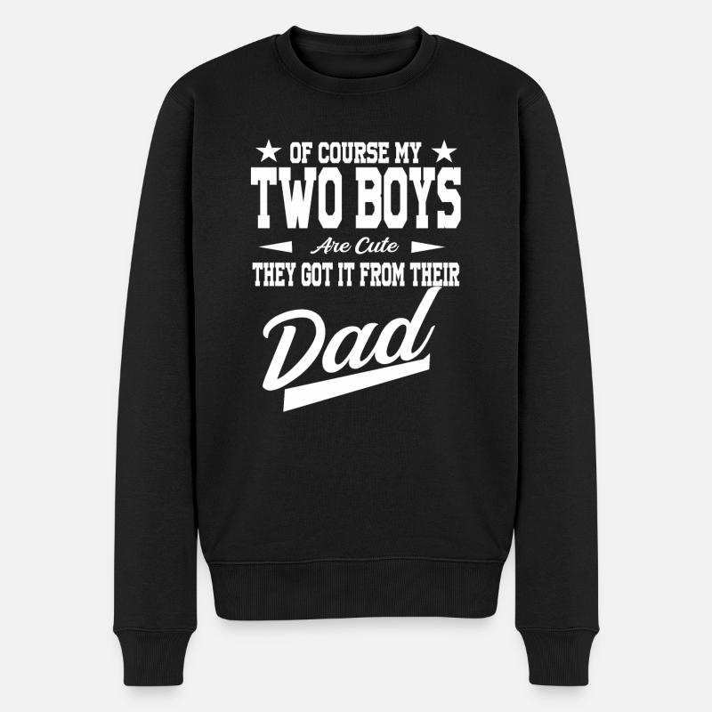Vater von 2 Söhnen Dad 2 Sons Geschenk - Männer Premium Bio Pullover - Schwarz