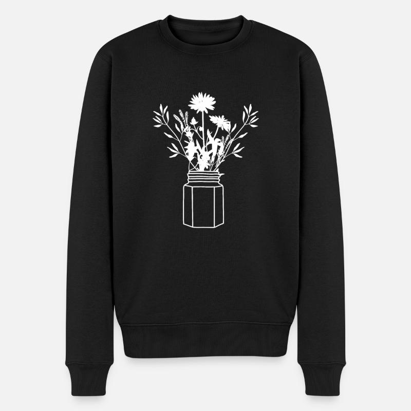 Wildblumen - Männer Premium Bio Pullover - Schwarz