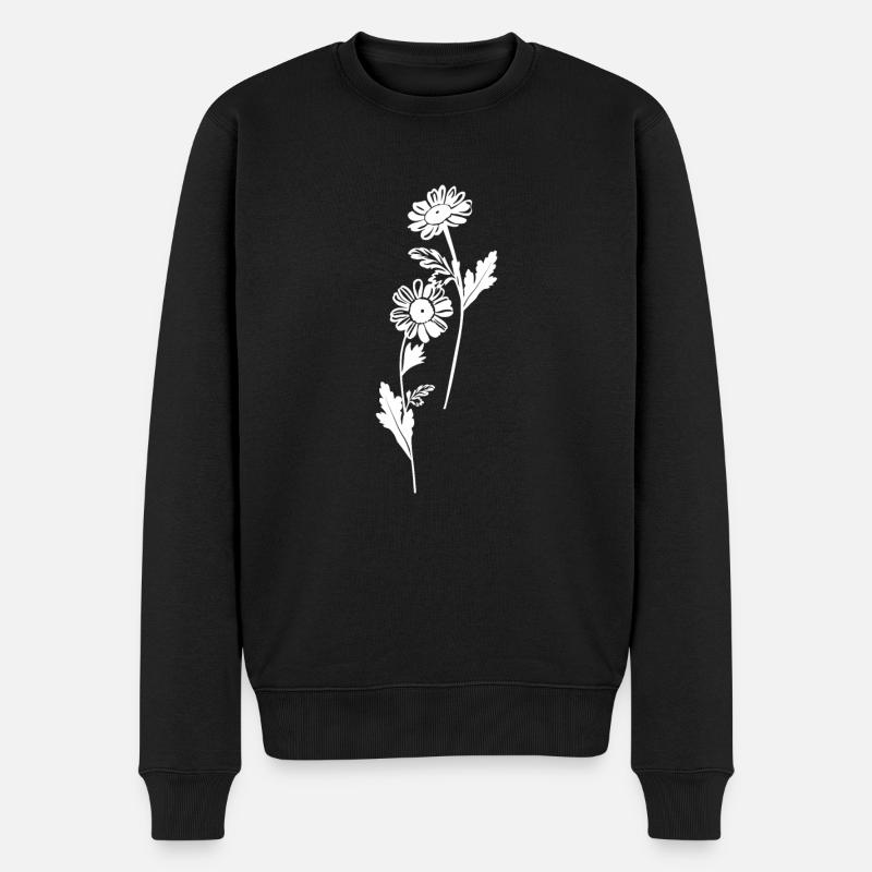 Wildblumen - Männer Premium Bio Pullover - Schwarz