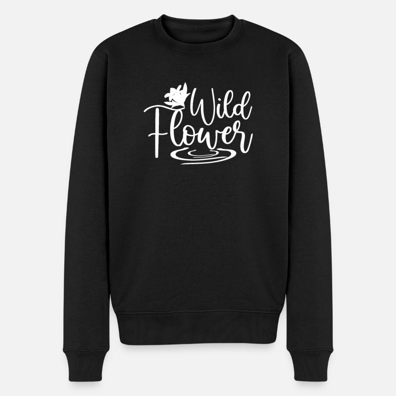 Wildblumen - Männer Premium Bio Pullover - Schwarz