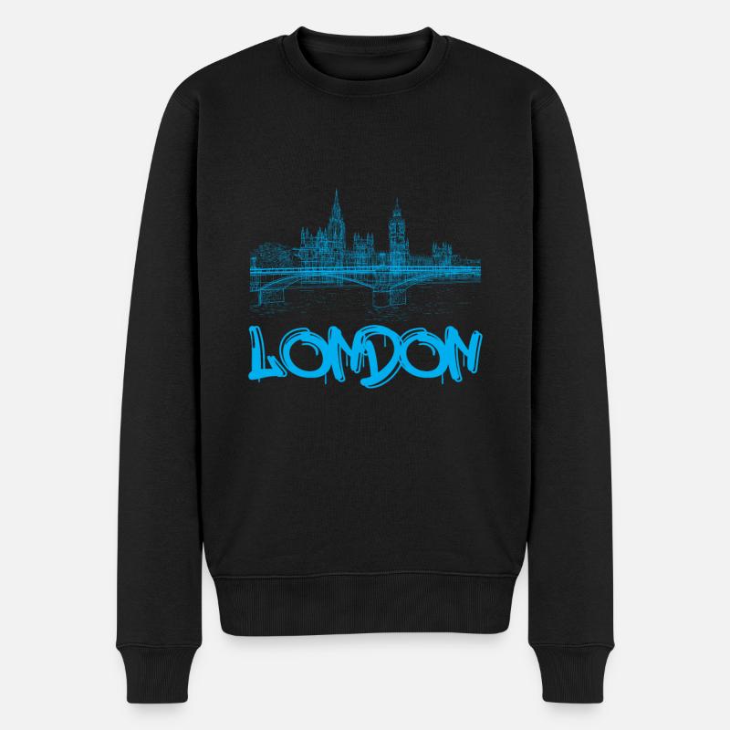 London - Männer Premium Bio Pullover - Schwarz