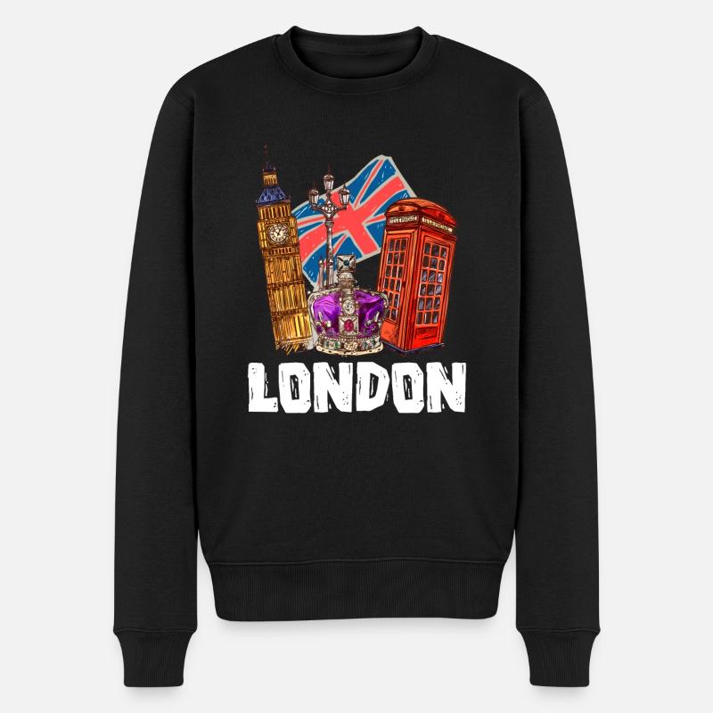 London - Männer Premium Bio Pullover - Schwarz