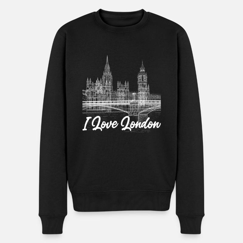 London - Männer Premium Bio Pullover - Schwarz