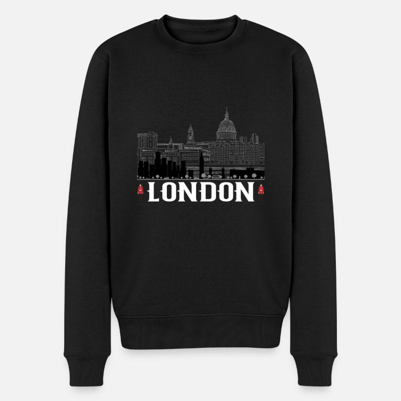 London - Männer Premium Bio Pullover - Schwarz