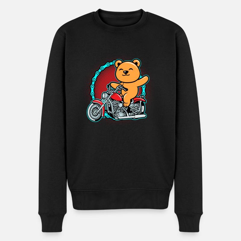 Bear Riding Motorcycle - Men's Premium Organic Jumper - black