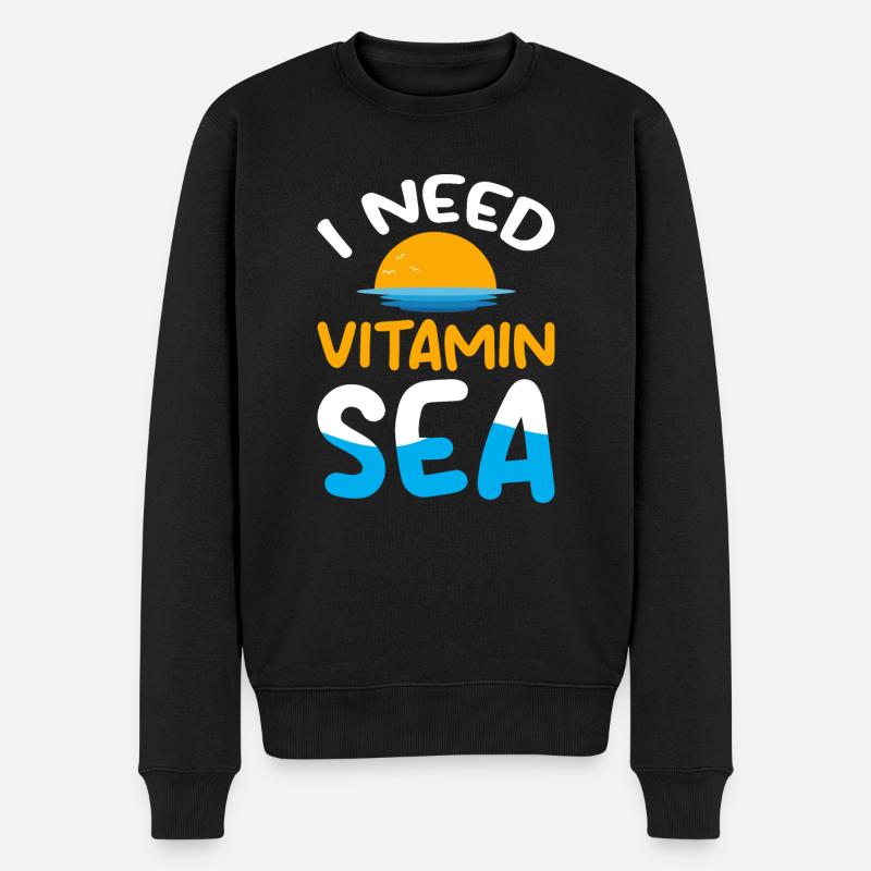 I Need Vitamin Sea - Ocean Sea Animal Turtle - Männer Premium Bio Pullover - Schwarz