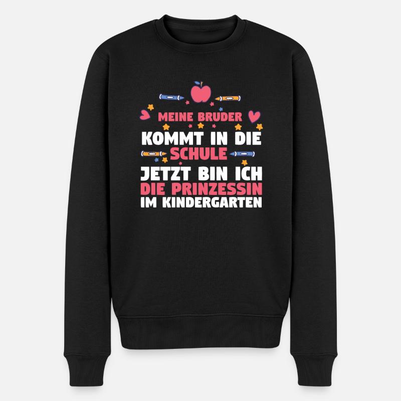Kindergarten Prinzessin Schwester Einschulung Schu - Männer Premium Bio Pullover - Schwarz