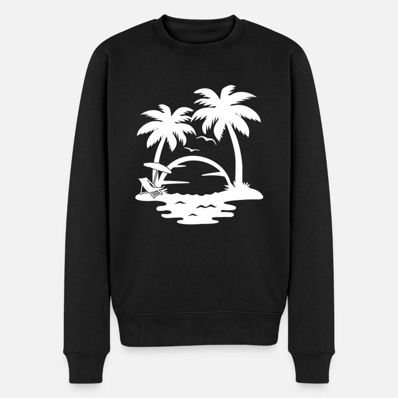 Palmen - Männer Premium Bio Pullover - Schwarz