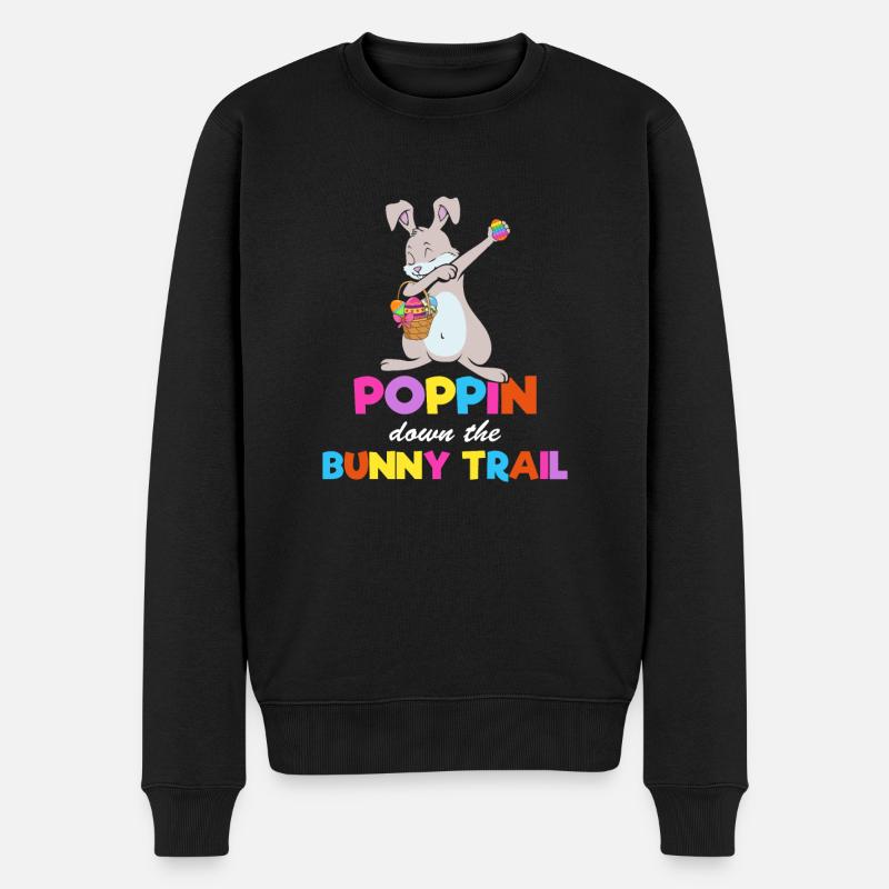 Poppin Down The Rabbit Trail Dabbing Rabbit - Männer Premium Bio Pullover - Schwarz