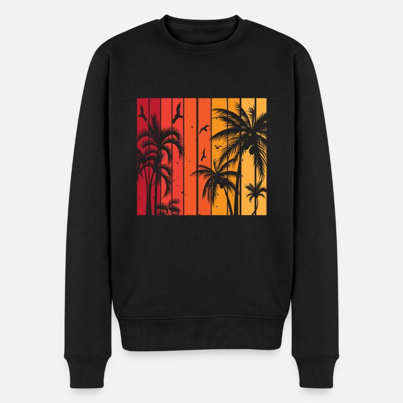 Palmen - Männer Premium Bio Pullover - Schwarz