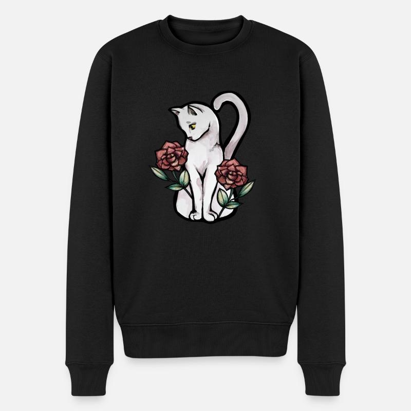 Roses de chat blanc - Pull Premium bio Homme - noir